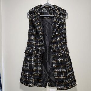 Bagatelle Collection Womens Medium Black Gold + Tweed Sleeveless causal business